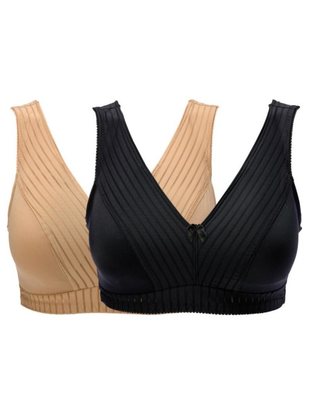 Rhonda Shear 2 Pack Striped Pin Up Bra Size XL Black Beige Intimate Lounge 679.3